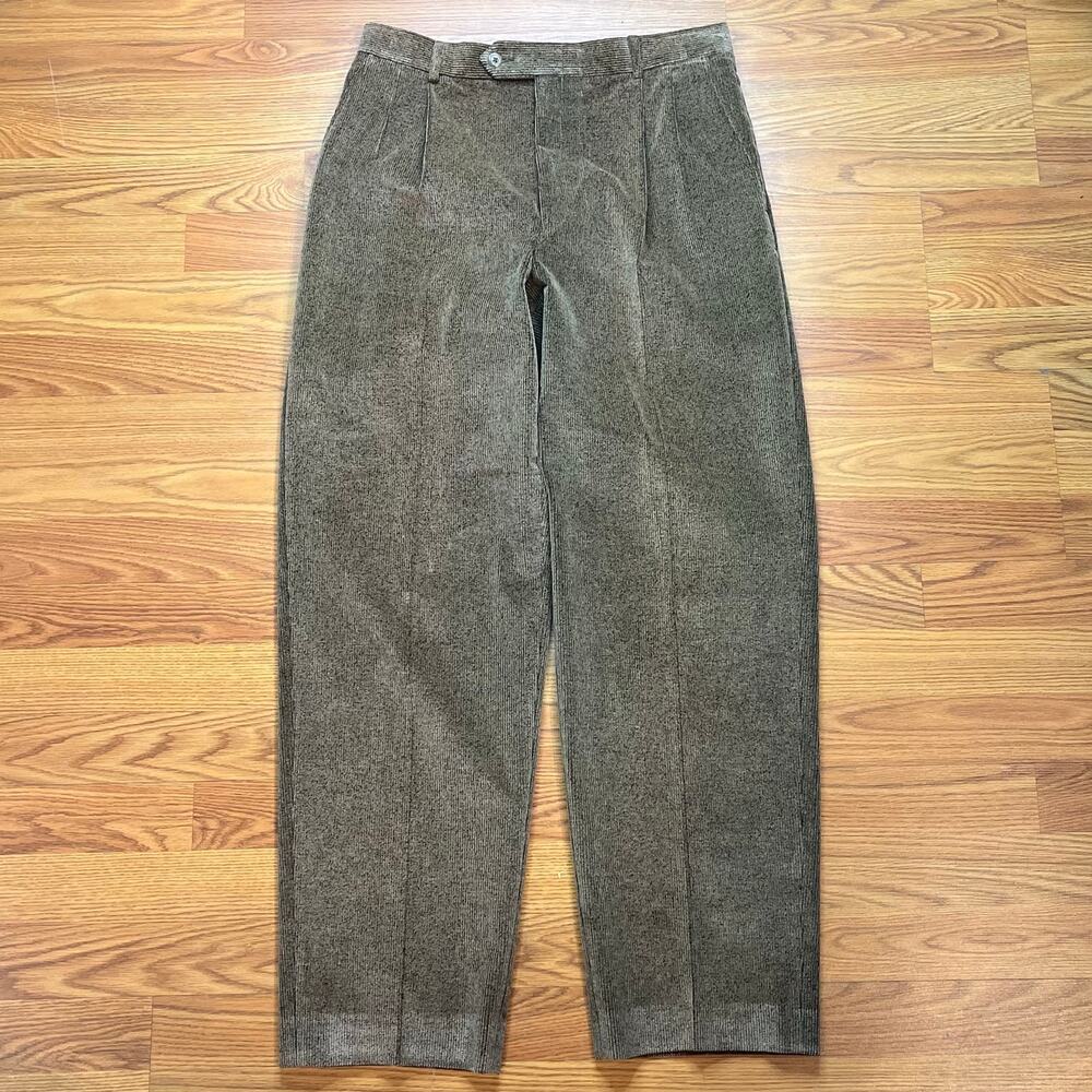 Vintage 1990s Hart Schaffner Marx Corduroy Pants Mens Brown Pleated 32x31.5
